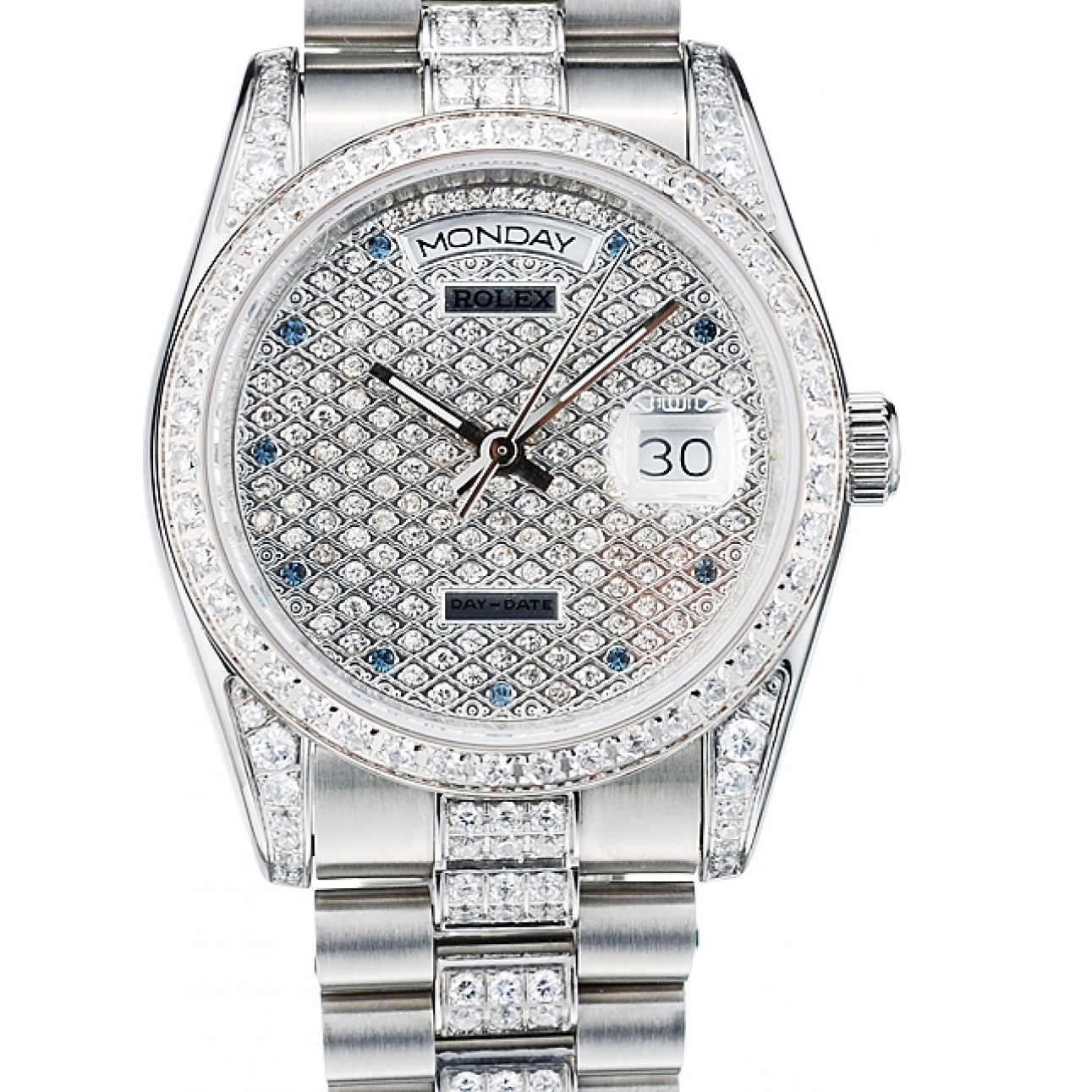 Aaa replica watch Diamond 41986 Rolex Dial Diamond Plated Bracelet Steel Plated DayDate Stainless 0815